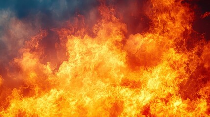 Vibrant Flames Illuminating the Night Sky in Dynamic Motion