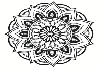 187 a beautiful, intricate flower mandala, detailed black and white pattern, floral, symmetrical, concentric, layered, organic, zen, calming, elegant, radial