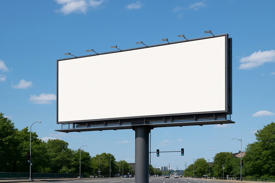 Outdoor billboard mockup with sunny background, clean look for marketing or signage presentations.