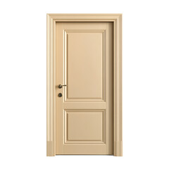 Naklejka premium Detailed beige paneled interior door features a classic handle design, showcased on transparent background