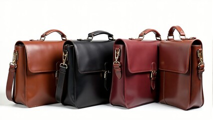 Four Leather Briefcases In A Row