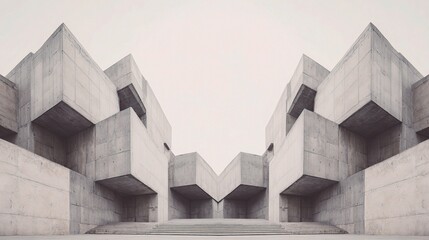 Modern Symmetrical Architectural Elements in Neutral Tones