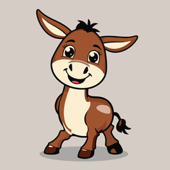 A cute brown cartoon cow, a funny farm mammal illustration like a baby reindeer