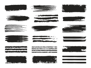 Black paint brush strokes and lines on white background.