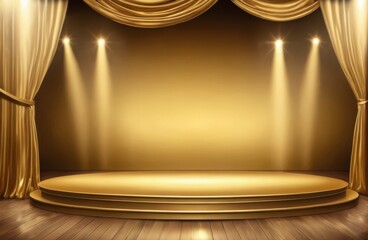ゴールド, ステージ, チャンピオン, お祝い, 祝福, 勝利, スポットライト, 空間, 