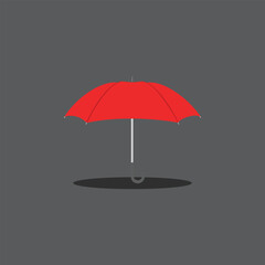 Fototapeta premium Red umbrella vector. Umbrella clipart. Outdoor accessory for rainy or sunny weather. Autumn element. Flat vector in cartoon style isolated on white background.