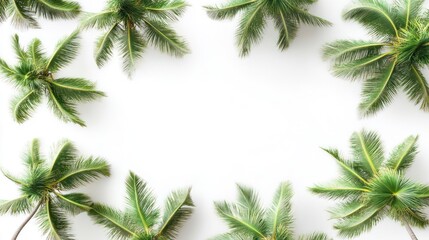 Naklejka premium Tropical Palm Trees Frame White Background