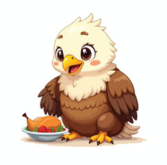 A cute brown cartoon owl, a wise-eyed bird character, smiles with feathery wings in this fun vector illustration