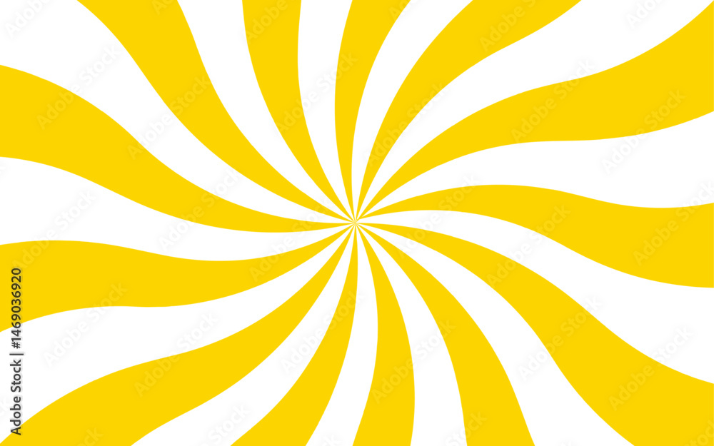 Poster abstract vibrant, swirling sunburst with curved yellow and white rays. twist spiral pattern with hyp