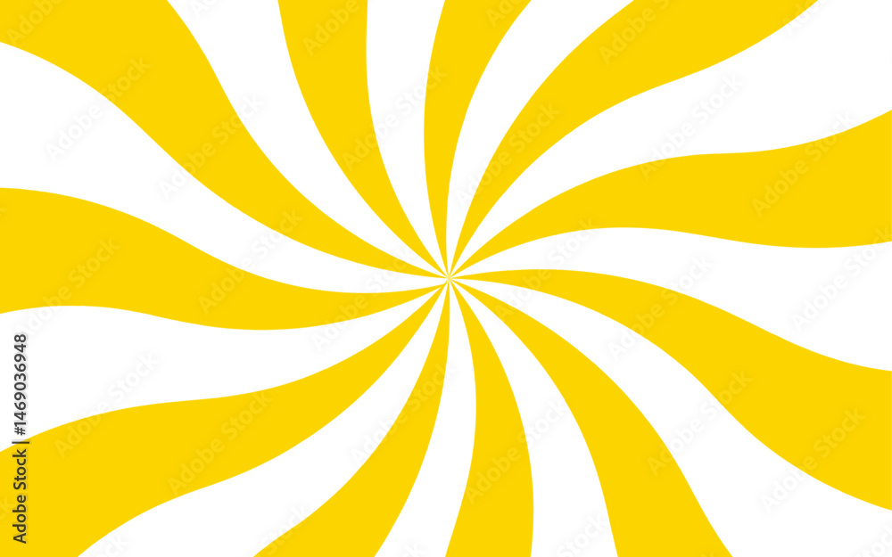 Poster abstract vibrant, swirling sunburst with curved yellow and white rays. twist spiral pattern with hyp