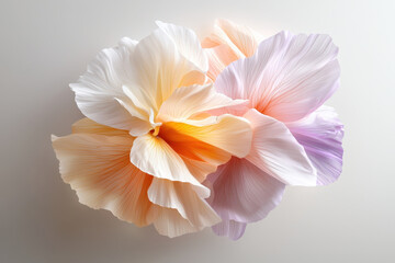 Naklejka premium Stunning cluster of delicate flowers in soft pastel colors, showcasing intricate petal details and serene beauty