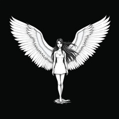 Angel with wings flying in the sky illustration