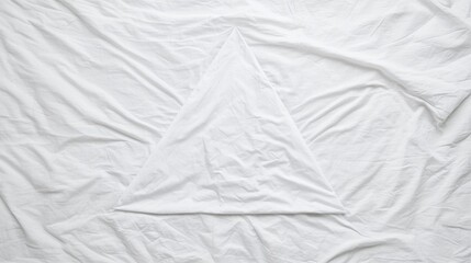 A white triangle on a white sheet.
