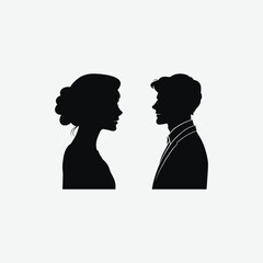 Male and Female Figure Silhouettes - Minimalist Black and White Vector