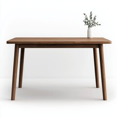 Elegant Wooden Table with Minimalist Design and Decorative Vase