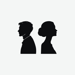 Male and Female Figure Silhouettes - Minimalist Black and White Vector