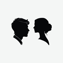 Male and Female Figure Silhouettes - Minimalist Black and White Vector
