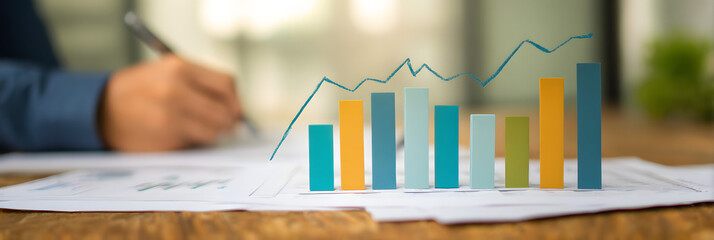 Business professional using tablet with digital interface in modern office environment during daylight hours