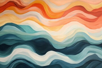 Fototapeta premium Abstract painting with flowing, layered color patterns.