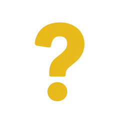 A single yellow question mark symbol isolated against a solid black background in a simple graphic design