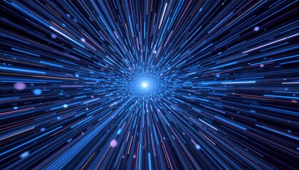 Fototapeta premium abstract of warp or hyperspace motion in blue star trail.