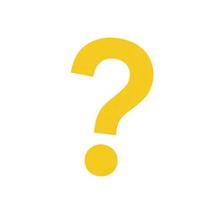 A bright yellow question mark symbol isolated on a solid black background in a simple graphic style