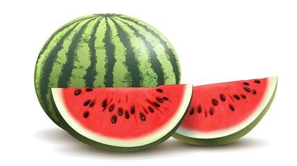 Juicy Watermelon Slices with Summer Fruit. (2)