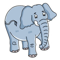 Cute cartoon hand drawn vector elephant clipart.