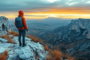Fototapeta premium Majestic Mountain Sunset View from Peak