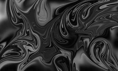 Elegant black and grey fluid marble texture in abstract liquid style. Smooth, glossy swirls create a modern, sophisticated background suitable for luxury design, branding, or digital art projects.