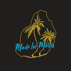 Mauritius Dodo Tropical Island T-shirt Design – Sunset, Palm, and Creole Vibes © SARIOT