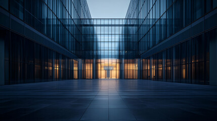 Modern Glass Building Exterior at Night