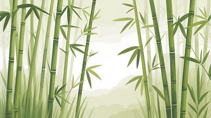 Serene Green Bamboo Forest Nature Scene Art