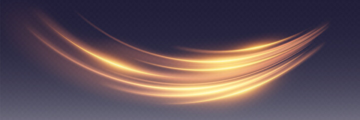 Modern golden hi-tech lines speed track. On a transparent background.