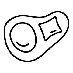 Outlined icon of a meat cut with visible bone and fat section.