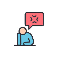 Frustrated person with angry thoughts, expressing negative emotion