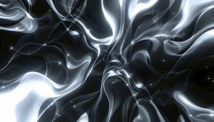 Fototapeta premium Elegant flowing silver smoke background with shimmering particles effect