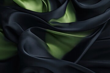 Fototapeta premium Luxurious dark and olive green fabric drapes