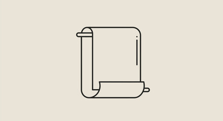 Single Page Scroll Icon, Thin Edge, Curled Corner