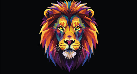 Obraz premium Stylized Lion Face, Triangle Line Art