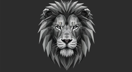 Stylized Lion Face, Triangle Line Art