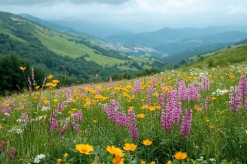 Obraz premium Colorful Wildflowers in a Mountain Meadow