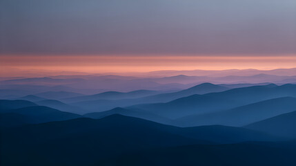 Obraz premium Abstract foggy mountain layers fading into twilight