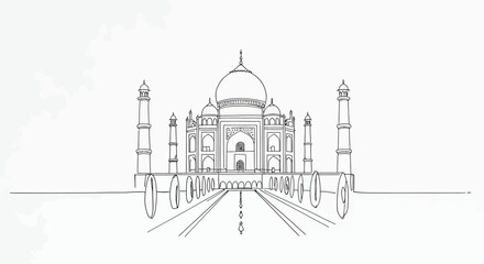 Taj Mahal Minimal Line Drawing