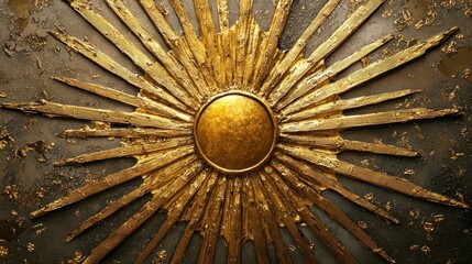 Ornate golden sunburst design on a dark background