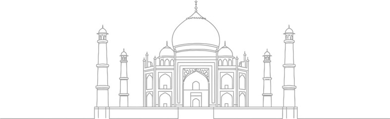 Taj Mahal Minimal Line Drawing