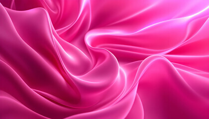 Obraz premium Elegant pink silk waves background, abstract texture with shiny highlights, feminine aesthetic