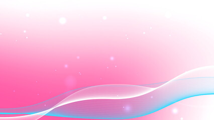 Pink background with white and blue wavy lines