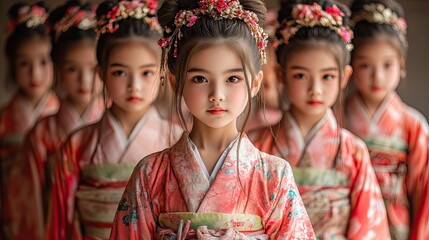 Obraz premium Young girls in traditional Japanese attire