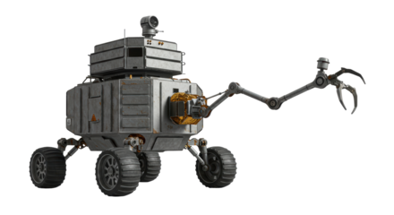 Isolated Futuristic Rover with Robotic Arm